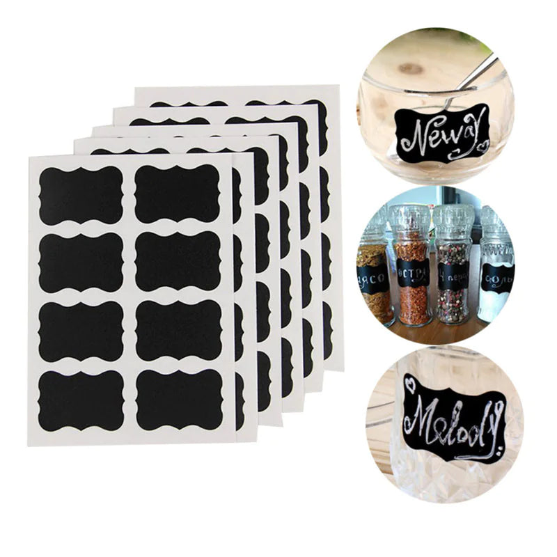 ChalkTag™ Small Blackboard Label Stickers – Reusable, Customizable Labels for Glass Bottles & Jars